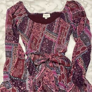 Aura Long Sleeve Paisley Patchwork Dress